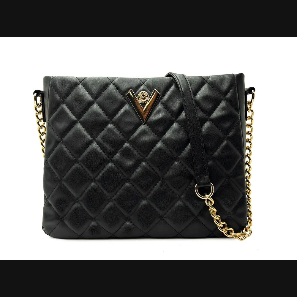Chic Black Quilted Crossbody Bag with Gold Chain